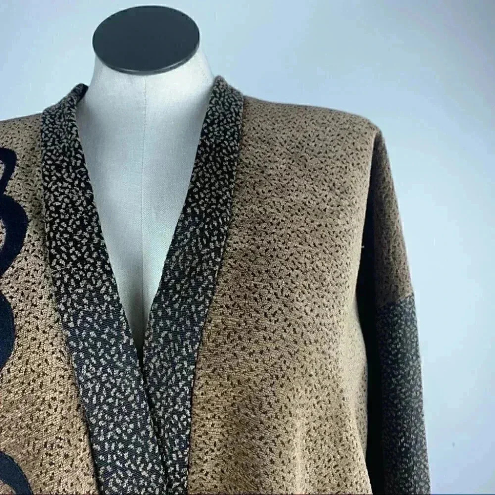 Beppa jacket size M brown black vintage 80s artesian wearable art geometric - Picture 3 of 12